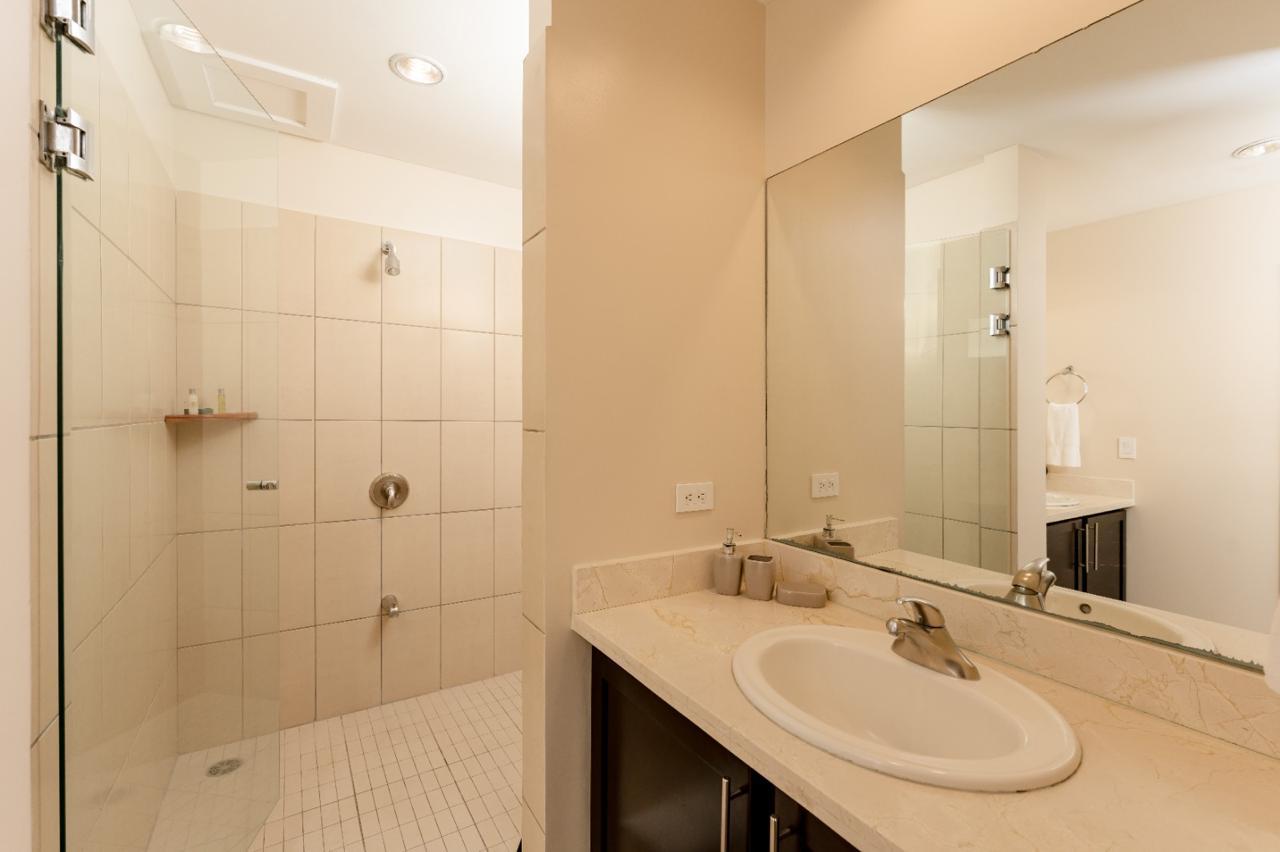 Modern bathroom with walk-in shower